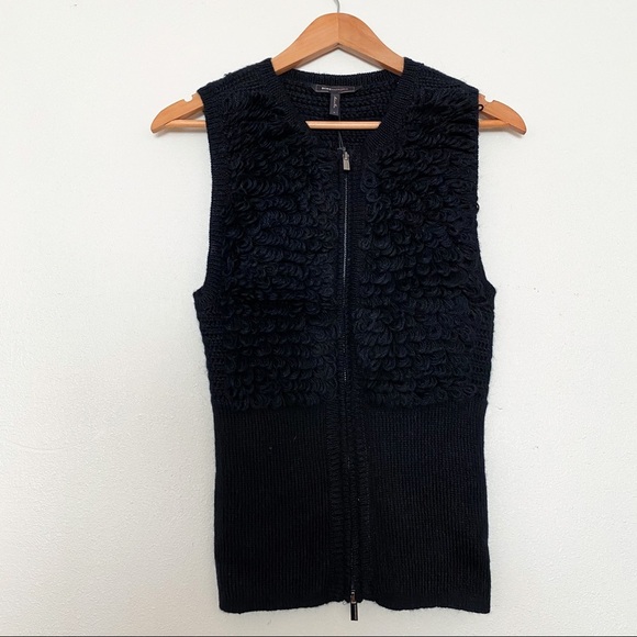 $218‼️ NWT BCBG Alpaca Knitted sweater Vest Zip Up Black Fall Winter Wardrobe - Picture 3 of 4